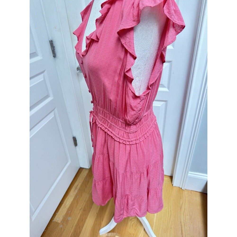 PAIGE Womens Dress Large Paradis Tiered Ruffle Mini- Raspberry - Picture 4 of 7